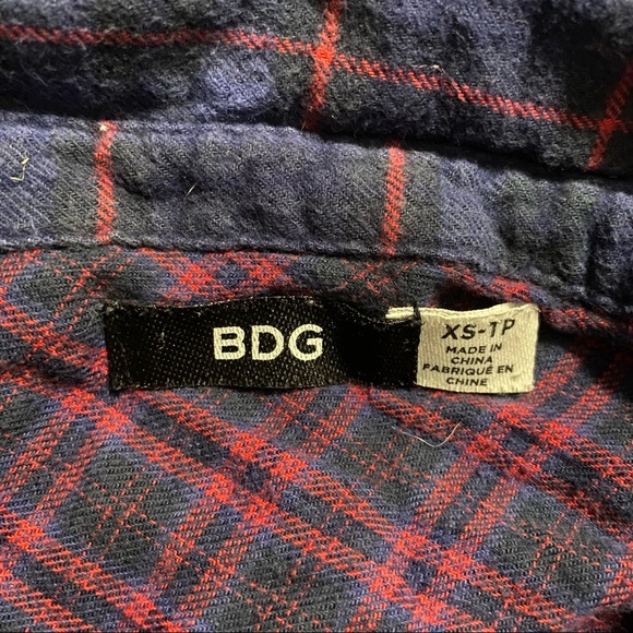 BDG Urban Outfitters Blue Red Plaid Flannel Button Up Shirt - Picture 4 of 5